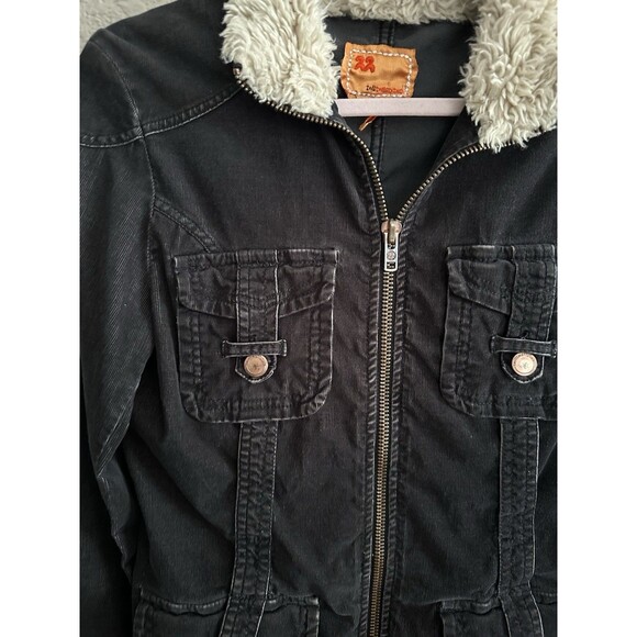 22 Twenty Two Black Corduroy Faux Fur Trim‎ Small Full Zip ASO Gilmore Girls - Picture 3 of 8